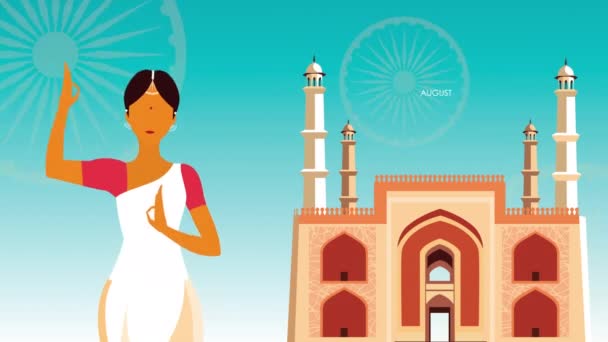 Intia itsenäisyyspäivä juhla naisen kanssa - Materiaali, video