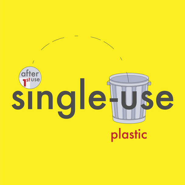 Single-use plastic typographic design. Vector illustration. - Vector, Image