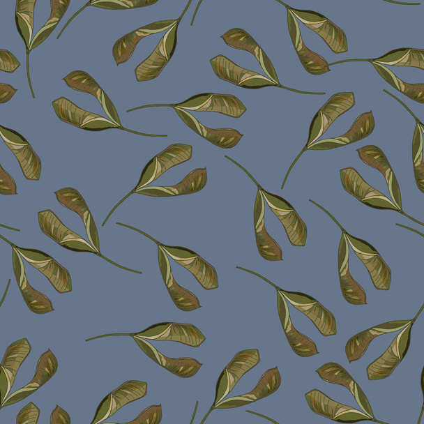 Endless pattern of maple seeds, on a gray background - Vector, Image