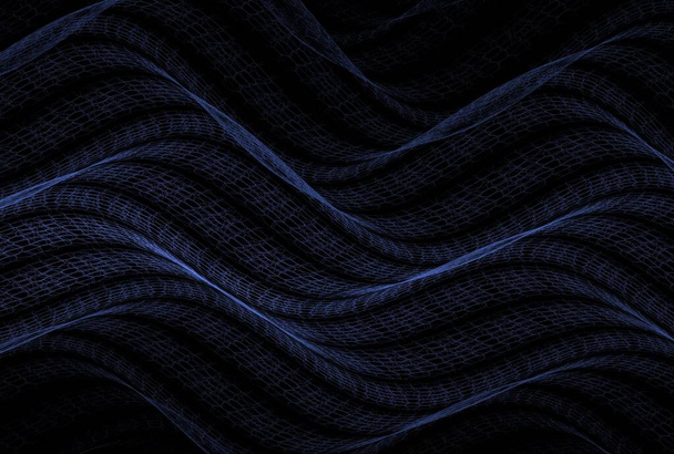 blu intricato garza onde disegno astratto, frattale su uno sfondo nero - Foto, immagini