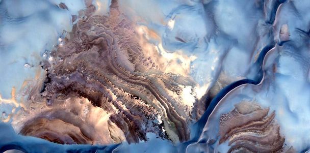 汚染された南極、空気からアフリカの砂漠の抽象的な写真、砂漠の風景の空中ビュー、ジャンル:抽象的な抽象から比喩的、現代的な写真、ストックフォト, - 写真・画像
