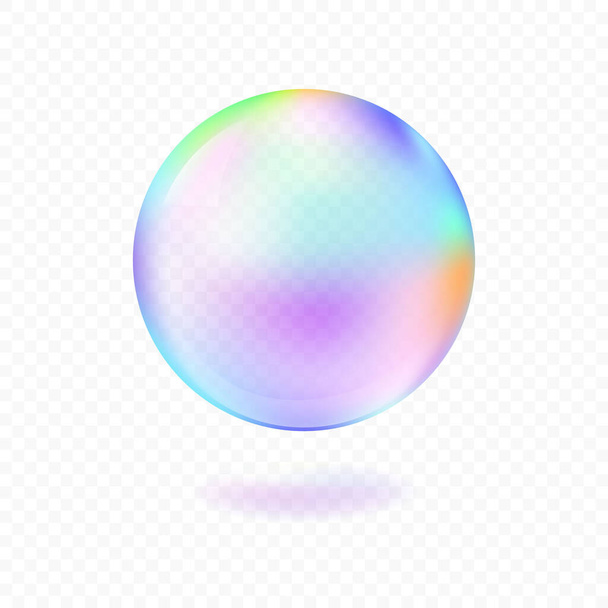 Realistic soap bubble isolated on transparent background. Vector illustration. - Vector, Image