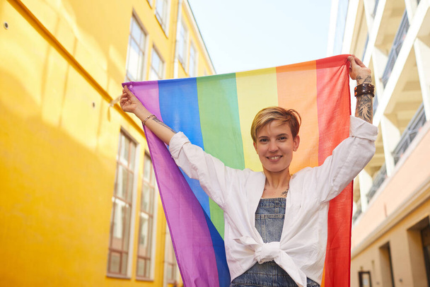 Woman is at lesbian parade - Photo, image