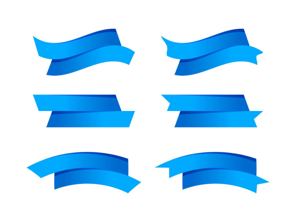 リボン弓青ストライプ形状は、要素グラフィックデザインのためのホワイト、リボンタグセット、ラベルコピースペーステキストのためのリボンライン青、ボーダーテープカールリボン青形、ラベルテープ青 - ベクター画像