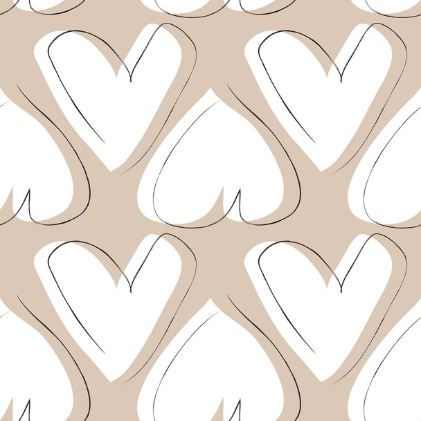 Brown Heart kształt pociągnięcia pędzla bezszwowe tło wzór dla tekstyliów mody, grafika - Wektor, obraz