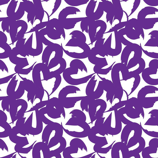 Purple Heart shaped brush stroke seamless pattern background for fashion textiles, graphics - Wektor, obraz