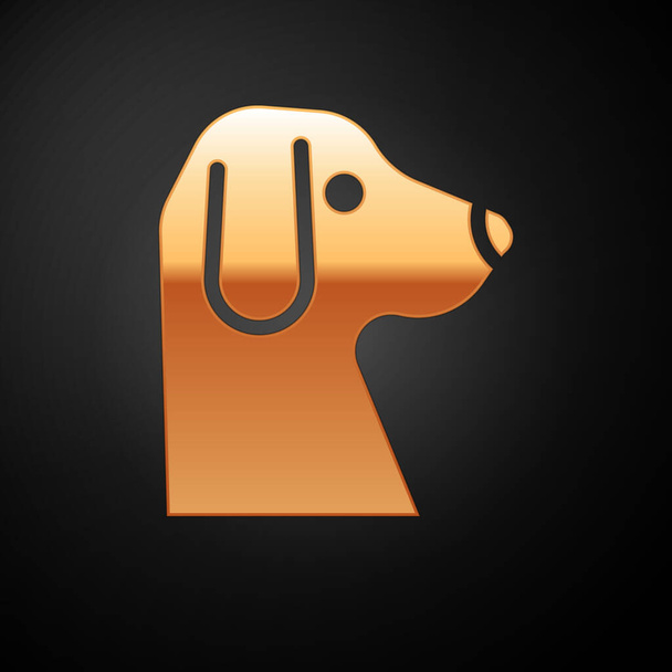 Gold Dog icon isolated on black background. Vector - Vector, Image