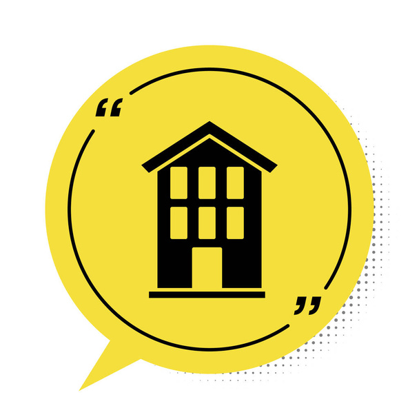 Icono de Casa Negra aislado sobre fondo blanco. Símbolo casero. Símbolo amarillo de burbuja. Vector - Vector, Imagen