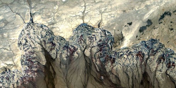 汚染された南極、空気からアフリカの砂漠の抽象的な写真、砂漠の風景の空中ビュー、ジャンル:抽象的な抽象から比喩的、現代的な写真、ストックフォト, - 写真・画像