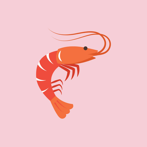 Shrimp in flat style. Vector illustration - Vector, Image