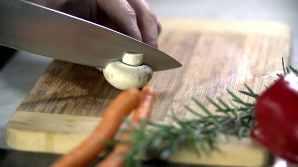 Cutting Button mushroom - Footage, Video
