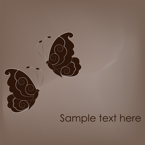 Two beautiful butterflies on brown background - Vector, Image