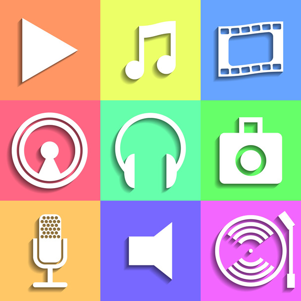 Set of flat Media Icons - Vector, afbeelding