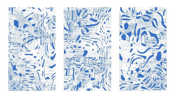 Conjunto de antecedentes abstractos. Superficie ondulada azul dinámico, ilusión, curvatura. Pintura líquida sobre lienzo, tamaño completo del hd para la historia, presentación amplia - Foto, Imagen