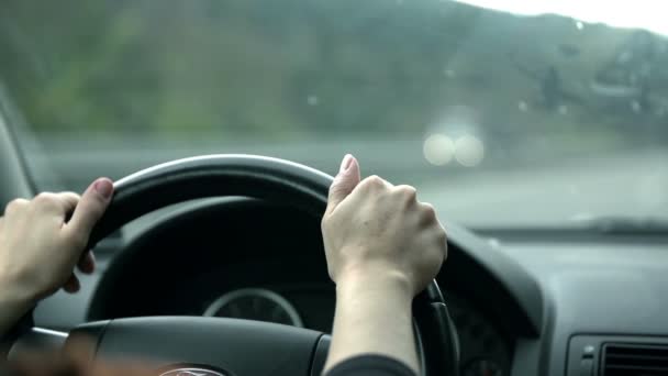 kuljettajan kädet ohjauspyörällä
 - Materiaali, video
