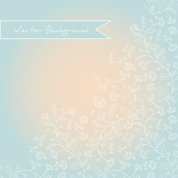 Pastel background with white drawing a silhouette outline of cornflowers - Vector, Image