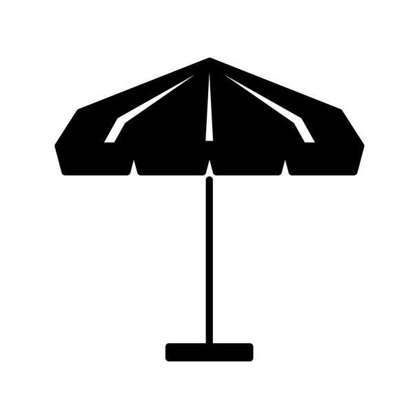 Vektori musta ja valkoinen ranta sateenvarjo kuvake tasainen tyyli. Sopii sisustus teema loma, kesä, matkailu. - Vektori, kuva