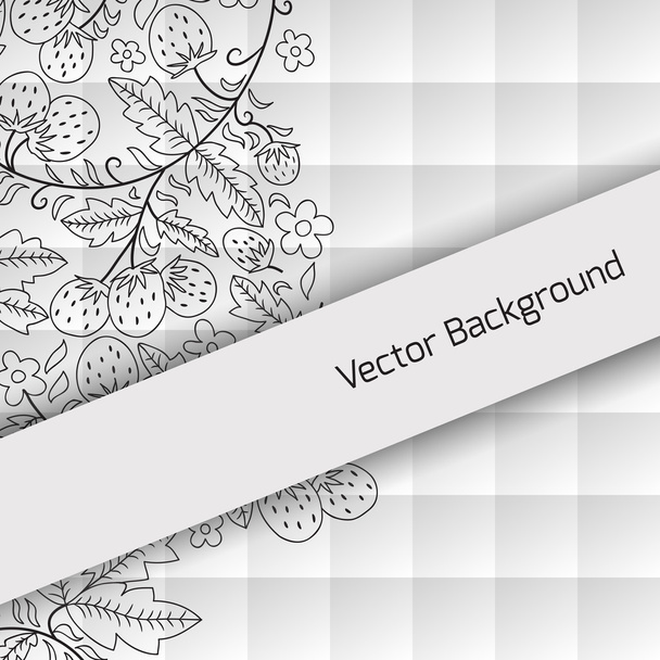 White background with geometric line drawings of strawberries - Vektor, obrázek