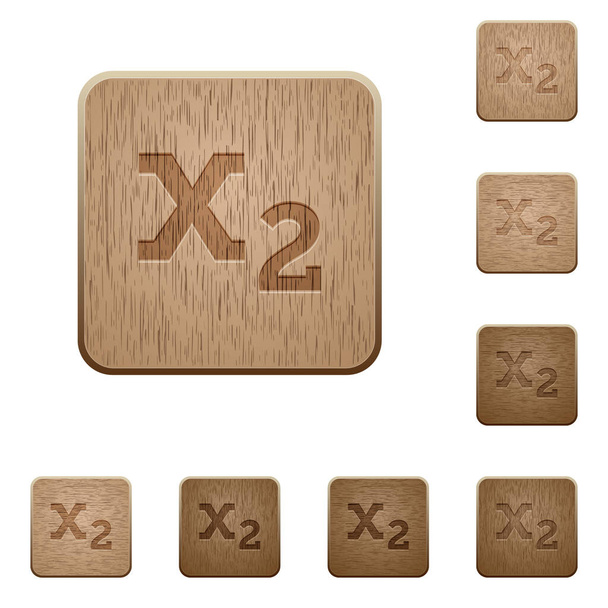 Előfizetés lekerekített négyzet alakú faragott fa gomb stílusok - Vektor, kép