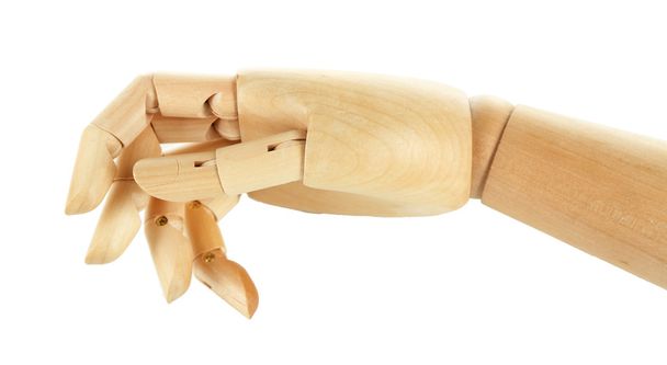Wooden hand isolated on white - Fotó, kép