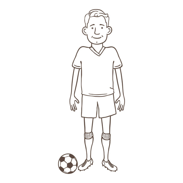 Характер вектора - молодой человек в полном футбольном снаряжении - Вектор,изображение