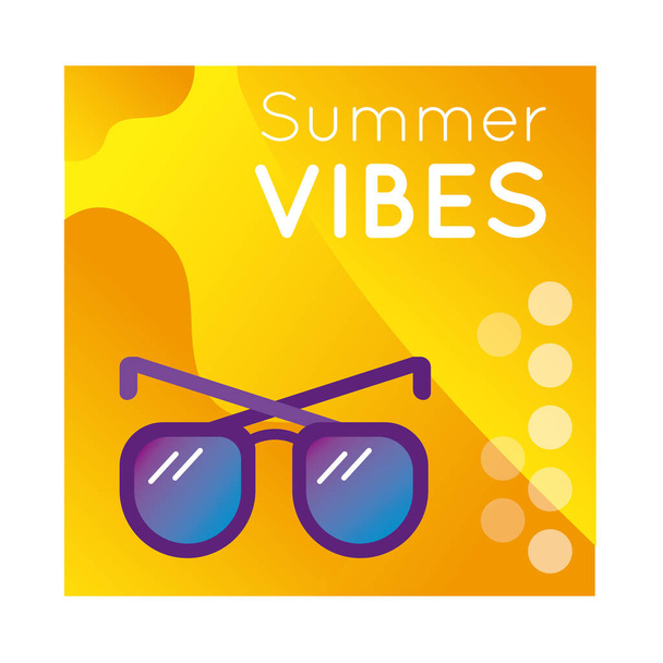 ambiance estivale bannière colorée avec des lunettes de soleil - Vecteur, image
