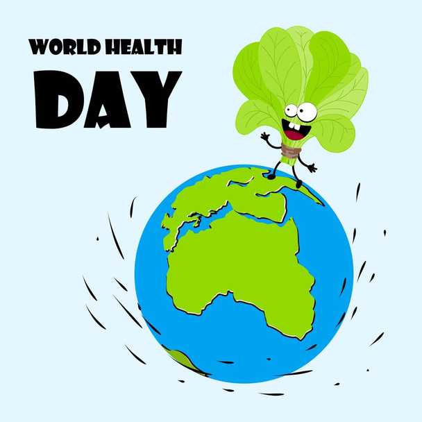 Planet earth character. Poster or training banner. illustration. World Health Day - Photo, Image