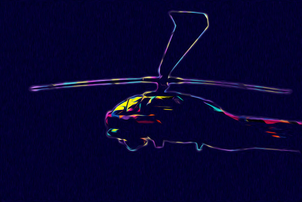 στρατιωτικό ελικόπτερο σχέδιο εικονογράφηση τέχνη vintage - Φωτογραφία, εικόνα