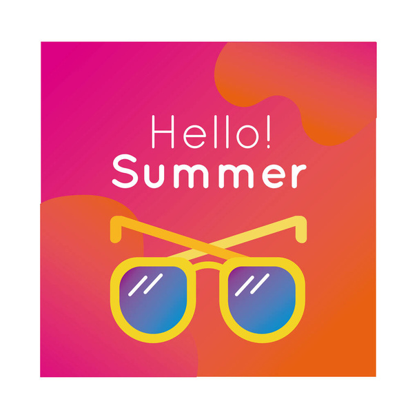 Olá verão bandeira colorida com óculos de sol
 - Vetor, Imagem