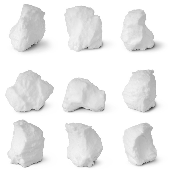 Nove palle di neve bianche. (Nove percorso di ritaglio
) - Foto, immagini