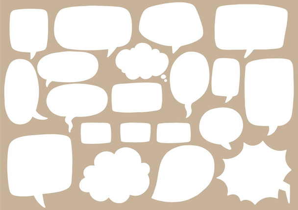 kézzel rajzolt háttér Állítsa be aranyos beszéd buborékok képregény és szöveg firka stílusban - Vektor, kép