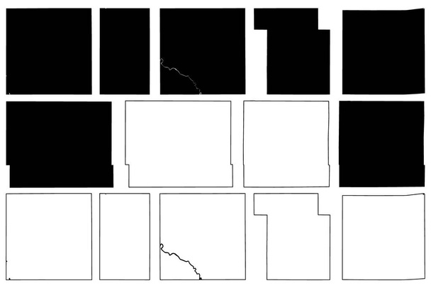 Marshall, Madison, Jasper, Iowa, Ida, Mahaska and Kossuth County, Iowa (U.S. County, Verenigde Staten van Amerika, USA, U.S., US) kaart vector illustratie, krabbel schets kaart - Vector, afbeelding