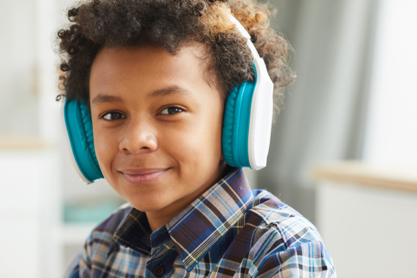 African little boy in headphones - Photo, Image
