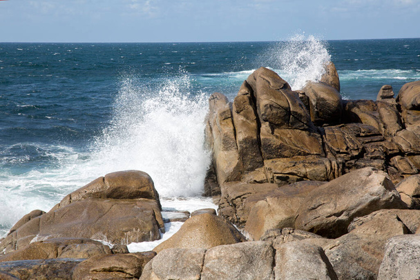 Waves and Rocks at Barca Point, Muxia; Fisterra; Costa de la Muerte; Galicia; Spain - Photo, image