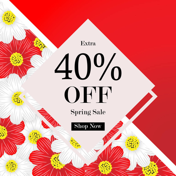 Spring sale background with beautiful flower,vector illustration template, banners, Wallpaper, invitation, posters, brochure, voucher discount. - Вектор,изображение