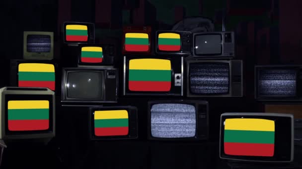 Vlajky Litvy a Retro televize.  - Záběry, video