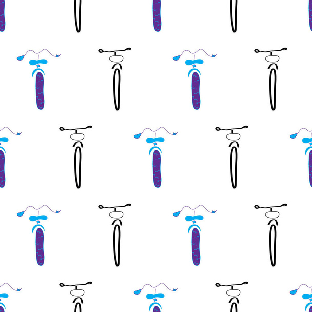 Fun Bikes on white background seamless repeat vector pattern - Vector, Image