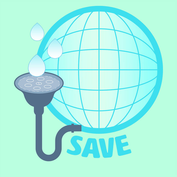Save water save earth concept. Save environment metaphor. Use water carefully. Symbol of water conservation. Vector illustration outline flat design style. - Vector, Image