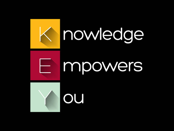 KEY - Knowledge Empowers You acronym, business concept background - Vector, Image