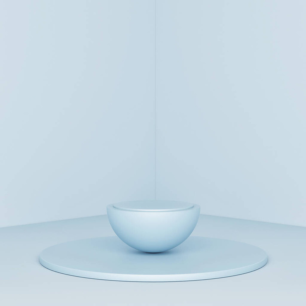 Mock up Podium for display products, blue background, 3d render, 3d illustration - Foto, Imagem