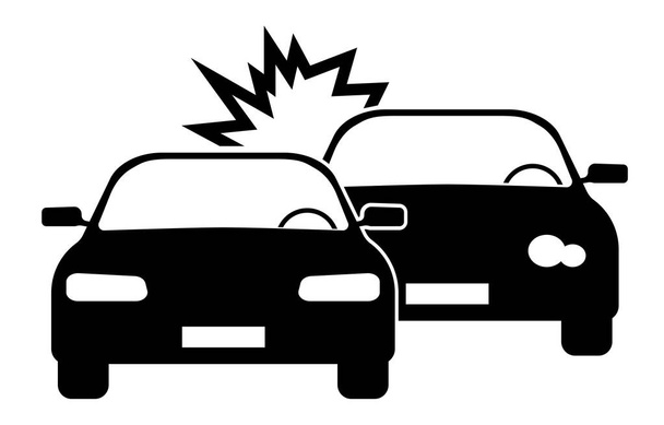 einfaches schwarz-weißes Autounfall- oder Verkehrsunfallsymbol - Vektor, Bild