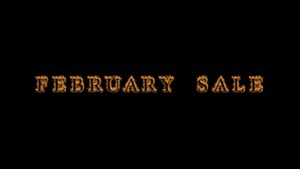 february sale fire text effect black background. animated text effect with high visual impact. letter and text effect. Alpha Matte. - Footage, Video