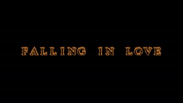 falling in love fire text effect black background. animated text effect with high visual impact. letter and text effect. Alpha Matte. - Footage, Video