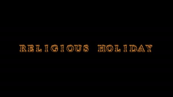 religious holiday fire text effect black background. animated text effect with high visual impact. letter and text effect. Alpha Matte. - Footage, Video