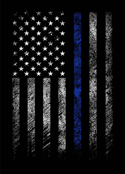 grunge USA flag policji z cienkiej niebieskiej linii wektor projekt - Wektor, obraz