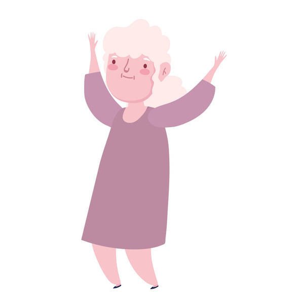 祖父母の日おばあちゃん立ってるキャラクター漫画のアイコンデザイン - ベクター画像