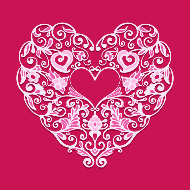 Valentines day card love heart ornate vector - Vector, Image