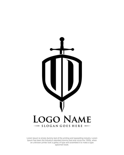 Initial UO with shield logo style template vector - Vector, Image