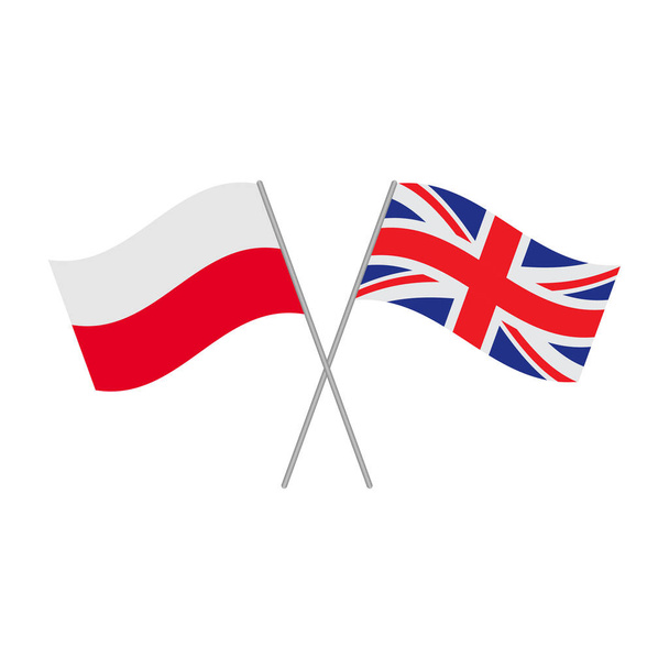 Polish and British flags icon isolated on white background. Vector illustration - Vector, Image