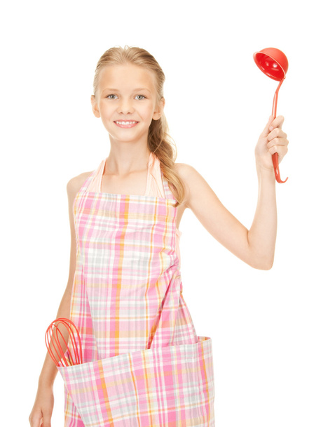 Little housewife with red ladle - Foto, immagini